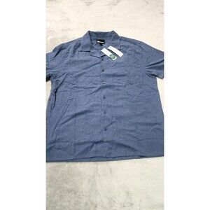 The Commons Men's Large Navy Jacquard Floral Camp Collar Short Sleeve Shirt NWT